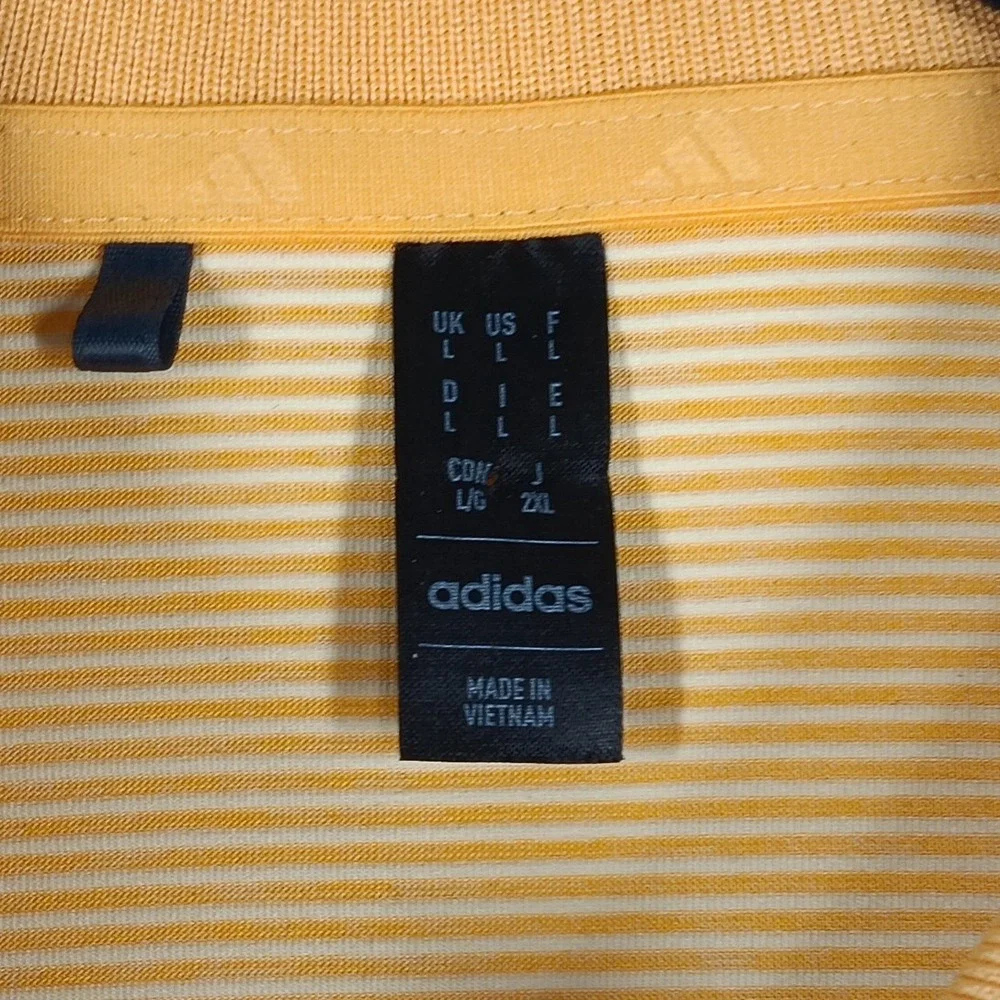 ADIDAS GOLF Men's Micro Stripe Short Sleeve Polo Acid Orange Sz L‎ Logo Outdoor
